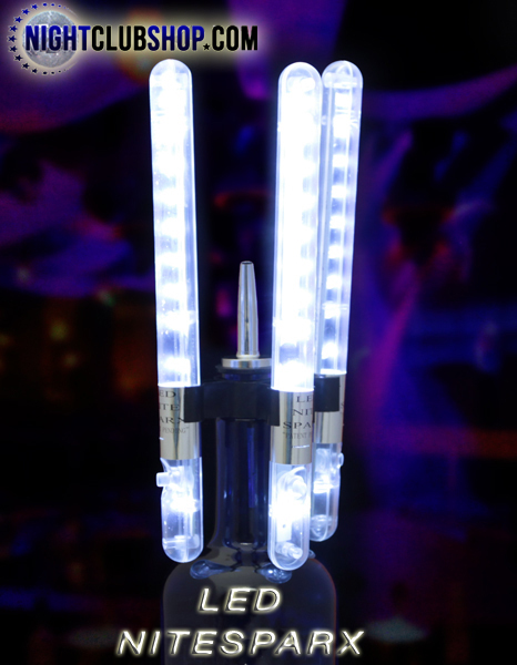 LED STROBE BATON TOPPER Silver VIP Champagne Bottle Service Sparklers 10units 